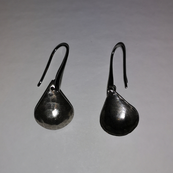 Silver Tear Drop Dangle Earrings - Picture 3 of 3